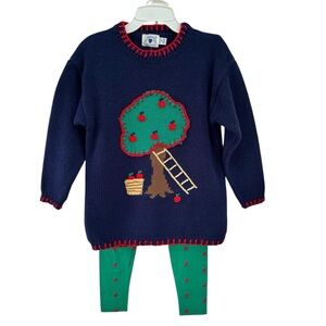 HARTSTRINGS Apple Tree Knit Sweater + Leggings Girls Set NEW Size 7/8